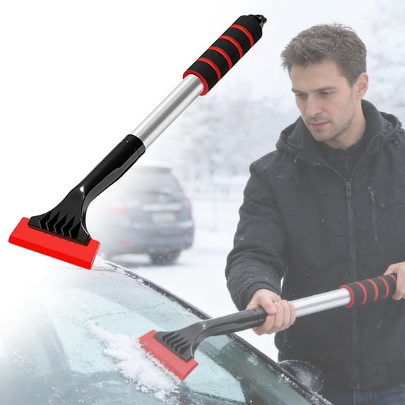 FURNIX Aluminum Alloy Ice Scraper Shovel,Multifunctional Car Windshield Snow Brush,Heavy Duty Glass Cleaning Tool,Winter Car Accessory,Ergonomic Handle Frost Remover,Compact Storage Snow Tool
