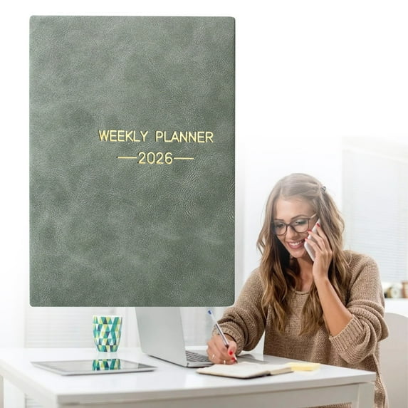 FURNIX Basics Daily Planner,A5 Gray Weekly Plan Notebook For Class & Office,Full Page Daily Planner,Hourly Schedule Organizer,Weekly Monthly Journal,Notebook Planner,Planer 2026,Hardcover 2026Planner