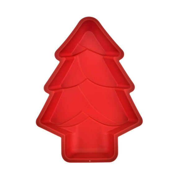 FURNIX Christmas Tree Silicone Molds For Cake & Cupcake,Non-Stick Baking Molds For Biscuits,Chocolate,Fondant. Diy Tools With Christmas Tree For Holiday Parties,New Year Celebration,Gift Red B