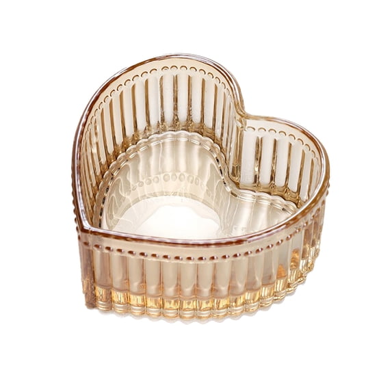 FURNIX Crystal Glass Heart-Shaped Storage Box,Gold Heart Shaped Glass Bowl – Versatile Dishes For Desserts Trinkets,Heart-Shaped Glass Storage Box,Embossed Jewelry Box,Candy Storage Case,Vanity Decor