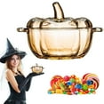 thumbnail image 1 of FURNIX Crystal Pumpkin Glass Jar,Covered Candy Jar,Lid-Included Candy Dish,Decorative Food Storage,Fall Party Centerpiece,Wedding Buffet Home Decor Storage Canister,Festive Tabletop Accent C 12.5Cm, 1 of 5