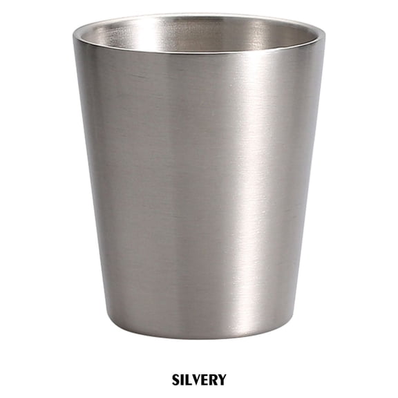 FURNIX Double-Layered Sake Glass Stainless Steel Pint Cups Shatterproof Double Wall Tumblers,Unbreakable Metal Drinking Cups For Cold Hot Beverages,Stackable Cups For Bar,Home,Office,Party,Silver L