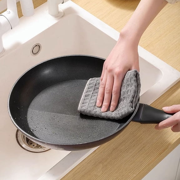 FURNIX Double-Sided Waffle Cloth Microfiber Cleaning Cloth,Cleaning Rags,Cleaning Towels,Microfiber Cleaning Cloths,Ultra Absorbent,Streak Free,Non-Abrasive,Reusable And Washable,Gray 5Pc 11.81"