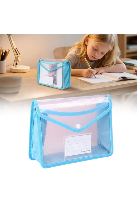 Expanding File Folder,Plastic Envelopes For Documents,Snap-Button 3D Document Envelope With Label Slot(Blue),File Folders,Paper Storage,Receipt Holder,Portable Expand Office Filing Folder