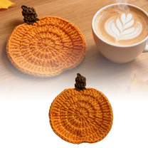 FURNIX Fall Coasters Crochet Thanksgiving Pumpkin Coaster 3.93 Inch Orange Home Decor Handmade Woven Pumpkin Drink Cup Pad Mats for Autumn Harvest Thanksgiving Kitchen Table Party Decor Gifts