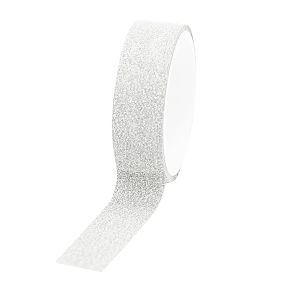 FURNIX Glitter Washi Tape,White 0.6X118In Masking Tape,Sparkle Decorative Craft Tape,Self Adhesive Stick,Decor Crafts Labeling Journals Planners Paper Tape For Scrapbook Diy Arts Gift Wrapping