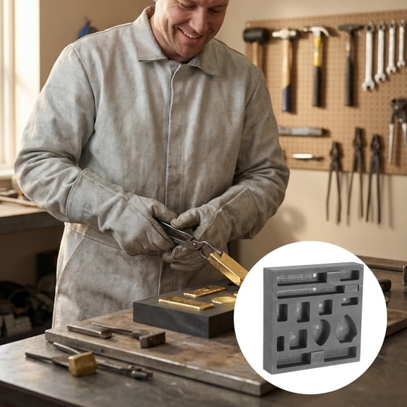 FURNIX Graphite Casting Mold Kit,Diy Metal Ornament Mold,Ingot Bar Casting Tool,High-Temp Gold Silver Aluminum Mold,Beginner-Friendly Casting Kit,Rapid Heat Transfer Mold