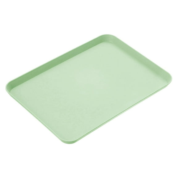 FURNIX Green 11X8In Serving Tray,Rectangular Plastic Fast Food Tray For Cafes,School Cafeterias & Restaurants,Modern Decor,Stackable,Non-Slip,Lightweight,Daily Use,Entertaining,Kitchen Organization
