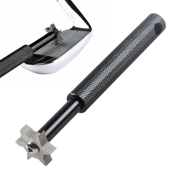 FURNIX Groove Sharpener With 6 Heads Golf Club Groove Sharpener Re-Grooving Tool Golf Clean Tool For All Irons Pitching Sand Lob Gap And Approach Wedges And Utility Clubs For All Golf Irons Black