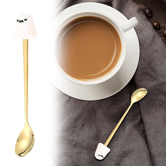 FURNIX Halloween Teaspoon,Premium Food Grade Tea Spoons,Durable Spoon,Kitchen Spoon,Basics Dinner Spoons,Spoon Spatula Scrapers for Cooking,Mixing,Baking,Serving and StirringGhost