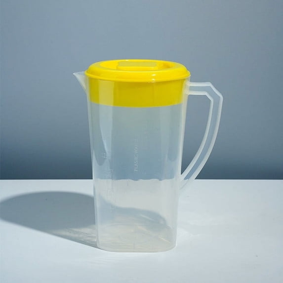 FURNIX Heavy-Duty 0.63 Gallon Plastic Pitcher with Lid,Clear,Shatterproof Plastic Pitcher,BPA Free,Eco-Friendly Mix Drinks Water Jug for Hot/Cold Lemonade Juice Beverage Jar Ice Tea Kettle Yellow