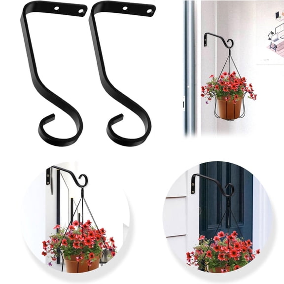 FURNIX Iron Wall Mount Plant Hooks Sturdy Metal Wall Brackets Hangers Indoor Flower Basket Hook for Planter Bird Feeder lantern Ornaments Lanterns Wind Chimes Outdoor Decoration simple Hooks