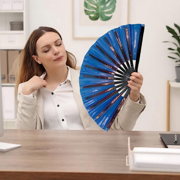 FURNIX Large Folding Hand Clap Fan for Line Dancing,Holographic Design,for Dance Enthusiasts Performances,Clack Fan for Dancing,Easy Open/Close,Ergonomic Handle,for Stage Shows Dramatic Effects