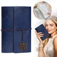 thumbnail image 1 of FURNIX Leather Journal Notebook,A6 Blue Maple Leaf Ring Notebook (80 Sheets + 5 Pockets),Refillable Writing Journal Diary Planner,Scrapbook For Diy Memory Book,Gifts For Women,Men,Friends,Lover, 1 of 9