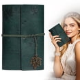 thumbnail image 1 of FURNIX Leather Journal Notebook,A6 Green Maple Leaf Ring Notebook (80 Sheets),Refillable Writing Journal Diary Planner,Scrapbook For Diy Memory Book,Gifts For Women,Men,Friends,Lover,Couple, 1 of 9