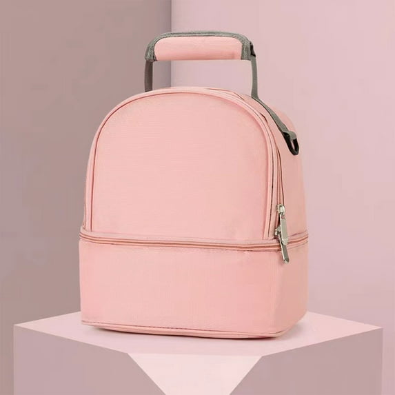 FURNIX Maternity Double-Layer Storage Bag,Portable Fresh-Keeping Breast Milk Organizer,Mom Outdoor Errand Bag,Hygienic Breast Bottle Supply Gear Holder,Lightweight Maternity Travel Bag Pink