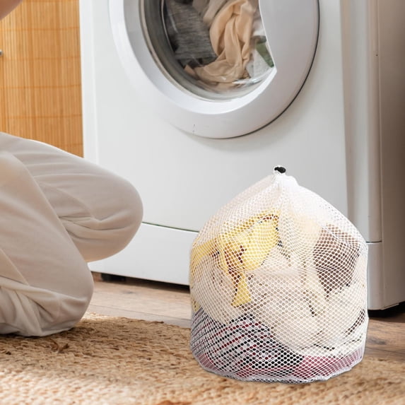 FURNIX Mesh Laundry Bags Drawstring Medium,Heavy-Duty Polyester Sweaters,Reusable Wash Bags Coarse Mesh,Protective Laundry Sack,Family Dorm Apartment