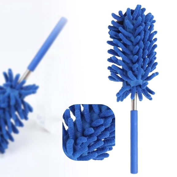 FURNIX Microfiber Extendable Duster,Washable Cleaning Tool,Telescoping Pole Duster,Office Car Cleaner,Computer Aircon Duster,Bendable Head Tool,Reusable Dusting Brush,Multi-Surface Cleaner 80Cm Navy