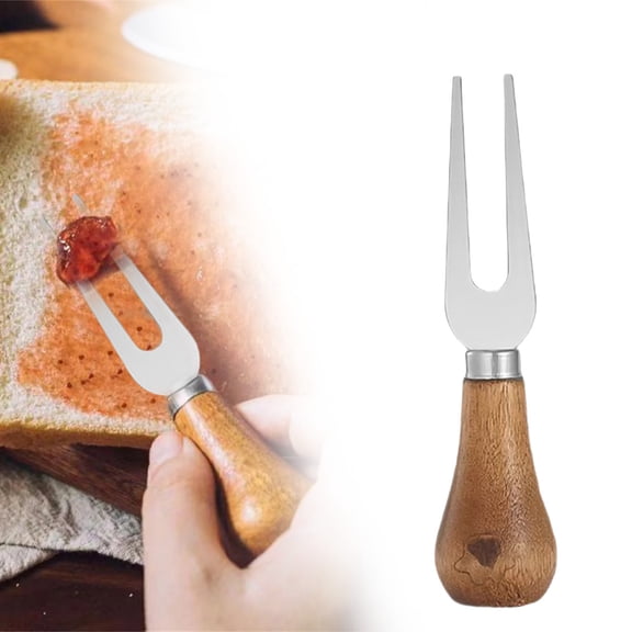 FURNIX Mini Fruit Forks Set of 4 Stainless Steel with Wooden Handle,Self Standing Design,Cheese Jam Appetizer,Portable Picnic Cutlery,Compact Serving Forks with Natural Wood Handle,Rustproof Tine