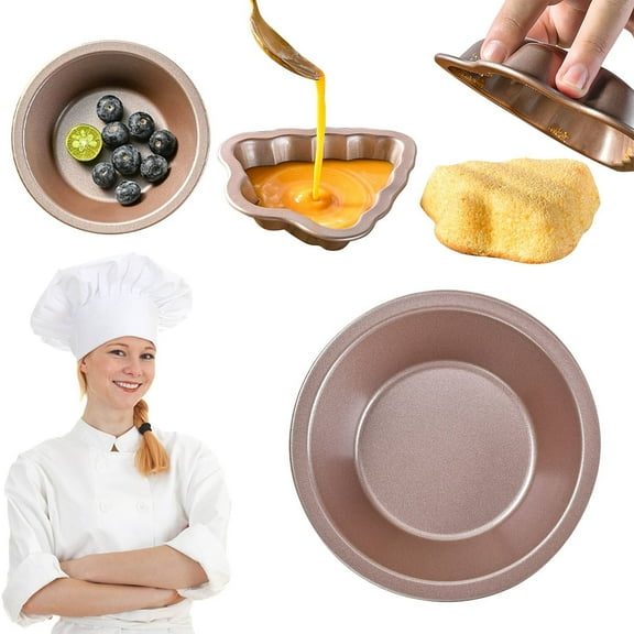 FURNIX Mini Pie Pan Set,5 Inch Reusable Nonstick Plastic Individual Dish Pies Plate Carbon Steel Pie Tins Small Round Metal Bakeware For Baking Pot Pies,Cakes,Quiches,Tarts,Desserts,Christmas,Round