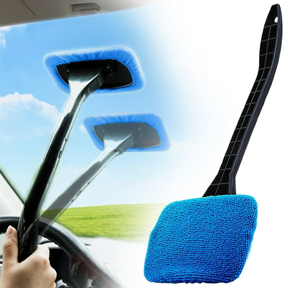 FURNIX Multifunctional Car Windshield Cleaner,Long Handle Brush Wiper for Window Glass,Retractable Car Wash Brush,Snow Foam Duster with Squeegee for Vehicle Cleaning