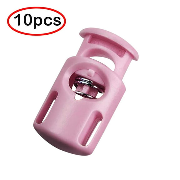 FURNIX Plastic Cord Locks End Spring Stop Toggle Stoppers Single Hole Spring Toggle Stopper Firm Grip Cord Stops Fastener Toggles for Shoelaces,Drawstrings,Bags,Clothing,and More 10Pcs Pink