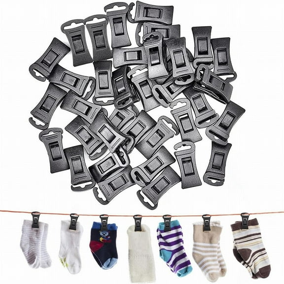 FURNIX Plastic durable Clothespins,sock Binder Clips,All Purpose Heavy Duty Air-Drying Clothing Pin Set,paper Clips,Strong Laundry Clips for Clothes Sock Food Sealing Photos Black 40pc 1.1in