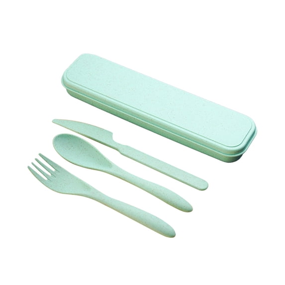 FURNIX Reusable Travel Utensils Set with Case, 4 Sets Wheat Straw Portable Knife Fork Spoons Tableware, Eco-Friendly BPA Free Cutlery for Kids Adults Picnic Camping Utensils