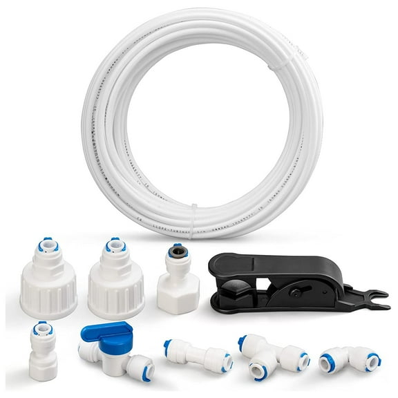 FURNIX Push Connect Fitting,Ice Maker Fridge Installation Kit,Water Filter Connection Kit,Refrigerator Water Line Kit,Tubing Fitting,Appliance Drinking Water Line,Inlet Pipe Valve Connection Kit 15M