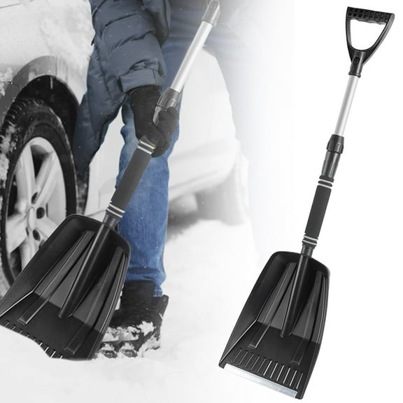 FURNIX Retractable Car Snow Shovel,Aluminum Alloy Emergency Tool for Winter,Blue Handle,Foldable Ice Scraper Shovel,Detachable Snow Removal Tool for Vehicle Camping