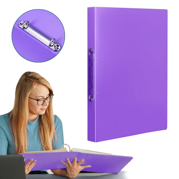 FURNIX Ring Binder,Document File Folder,2-Hole Punch Folder with Ring Closure(Purple),A4 Paper Portfolio Document Organizer,Mini Small Binder,Trapper Keeper Binder,Loose Leaf Scrapbook Binder