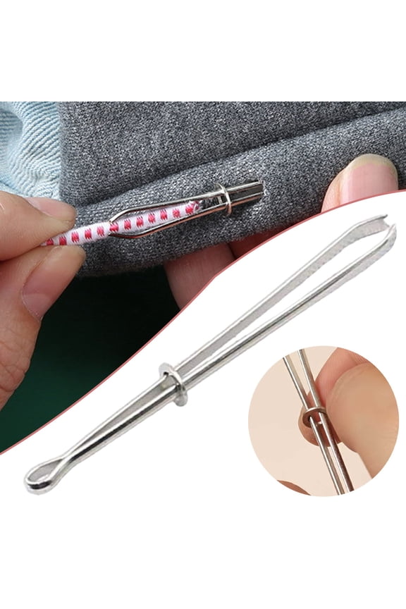 Rope Threader Tool Upgraded Metal,Drawstring Clip Easy Bodkin,Hoodies Shorts Pants 2-Pack,2-in-1 Drawstring Puller,Quick Elastic Reusable Sewing Helper