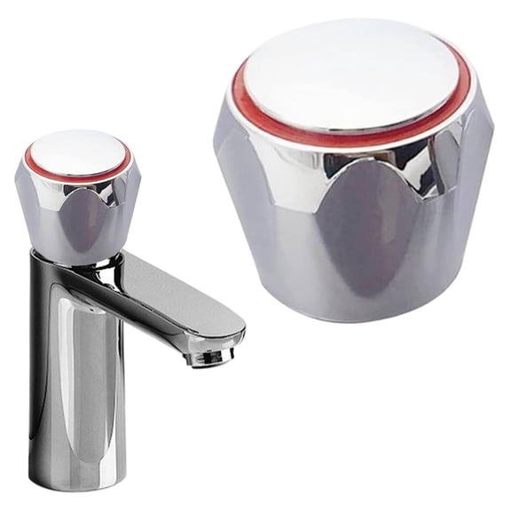 FURNIX Silver Replacement Cold And Hot Tap Head Covers For Bathroom Kitchen Sink Faucet - Basin/Bath Handle Parts Red