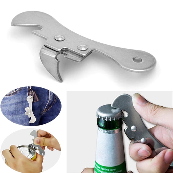 FURNIX Silver Stainless Steel Can Opener Manual Can Opener Multi-functional Kitchen Accessories,Manual Can Openers,Silver One Size Can Opener,Compact Manual Tin Can Opener Bottle Jar Beer