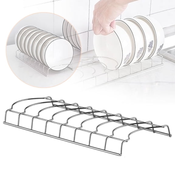 FURNIX Stainless Steel Drawer Dish Rack,8-Bowl Capacity Kitchen Organizer for Cabinets & Countertops,Space-Saving Bowl Storage Rack,Elevated Stainless Steel Drainer for Plates & Utensils