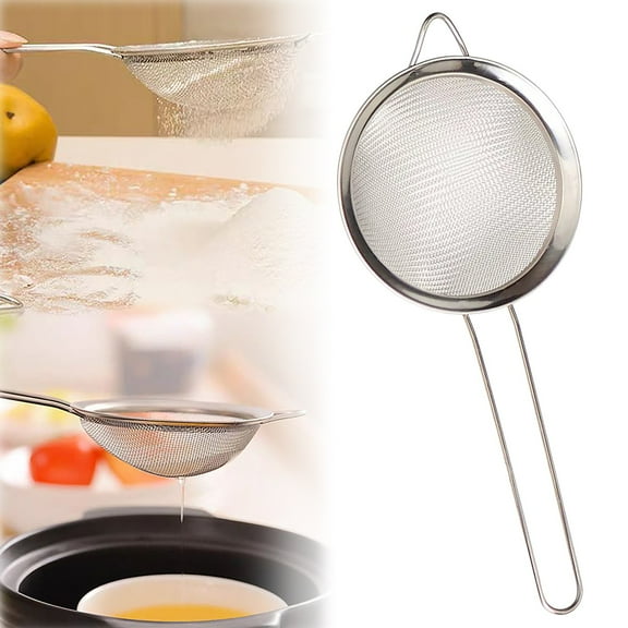 FURNIX Stainless Steel Fine Mesh Strainers For Kitchen, Colander-Skimmer With Handle, Sieve Sifters For Food, Tea, Rice, Oil, Noodles, Fruits, Vegetable,8.27Inch, Easy To Clean Drink Strainer