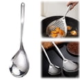 thumbnail image 1 of FURNIX Stainless Steel Slotted Spoon,304 Grade Long Ergonomic Handle Strainer Spoon for Frying Cooking Draining,Kitchen Utensil with Hanging Hole,Kitchen Strainer,Dense Holes for Quick Draining, 1 of 9