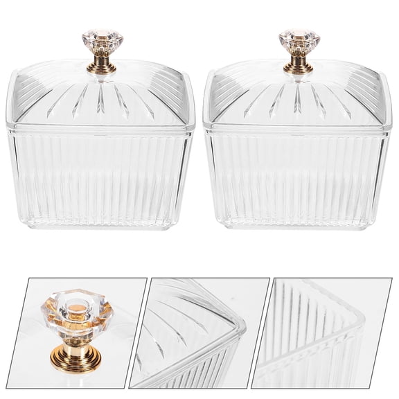 FURNIX Sugar Snacks Bowl Cookie Container Buffet Storage Container 2pcs Transparent Candy Jars with Lid Versatile Storage Bowls for Snacks Sugar and Spices Stylish Kitchen Organizers for Use