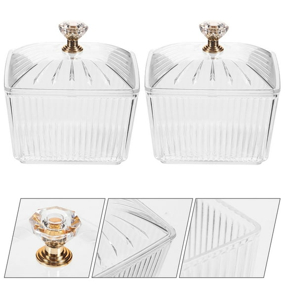 FURNIX Sugar Snacks Bowl Cookie Container Buffet Storage Container 2pcs Transparent Candy Jars with Lid Versatile Storage Bowls for Snacks Sugar and Spices Stylish Kitchen Organizers for Use