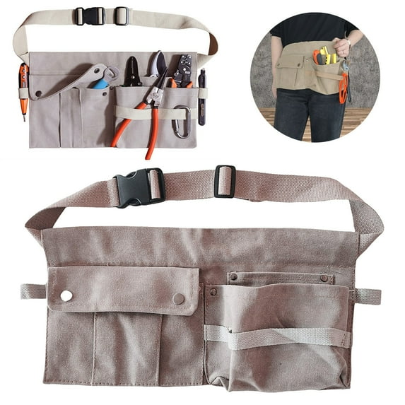 FURNIX Tool Waist Belt Bag,Heavy Duty Oxford Tool Apron,Gardening Tool Belt,Hanging Garden Waist Pouch,Carpenter Work Apron,Durable Canvas Tool Belt,Comfort Tool Pouch,Multi-Pocket Work Belt White