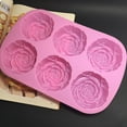 thumbnail image 1 of FURNIX Valentine Rose Flower Chocolate Soap Tray Mold,Rose Flower Silicone Mold for Baking,6-Cavity festival Ice Cube maker for Candy Cake Baking Pudding Muffins Handmade Soap,holiday Baking Mold, 1 of 5
