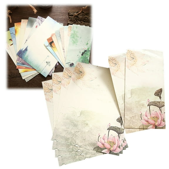 FURNIX Vintage Stationery Set,4 Sheets Lined Letter Paper and 2 Envelopes,Floral Design,for Writing Letters,Kawaii Writing Paper Set,Soft Color,Smooth Surface,for Invitations,Notes,and DIY Crafts