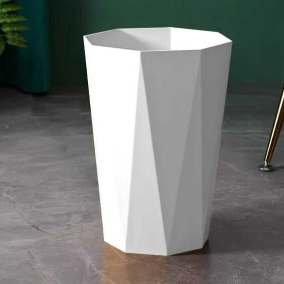 FURNIX White Garbage Bin,8X9In Stylish Diamond Plastic Garbage Bin Home Multi-Scene Wastebasket,Space-Saving Plastic Trash Bin,Multi-Room Wastebasket For Office Kitchen Bathroom,Restroom Trash Can