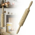 thumbnail image 1 of FURNIX Wooden Christmas Embossing Rolling Pin,Laser-Engraved Baking Tool,Festive Symbol Cookie Stamp,Textured Dough Roller,Festive Holiday Baking Prop,Xmas Cookie Mold,Engraved Kitchen Tool,D 13.78", 1 of 4