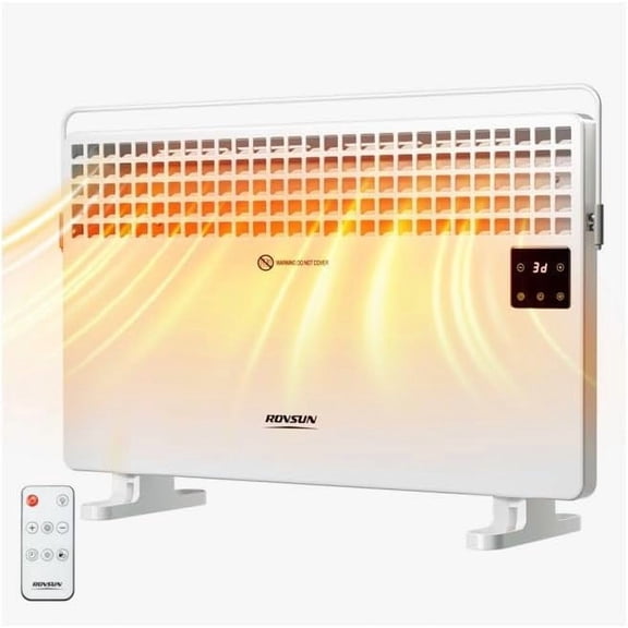 FURNO 1500W Flat Panel Heater w/Remote Control, Convection Space Heater w/LCD Touch Screen & Temperature Adjustment, 3 Heating Mode & Portabel Handle, for Indoor Use Living Room Bedroom Home, 1 Set