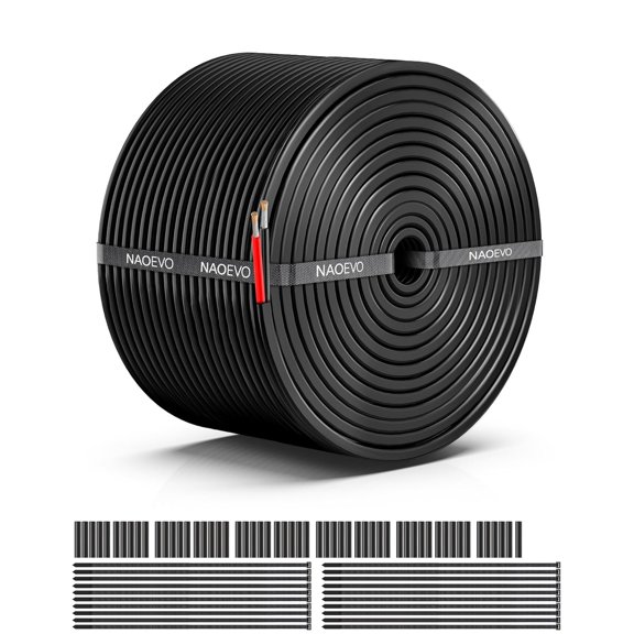 FURNO 16 Gauge Wire 2 Conductor Electrical Wire, 16 AWG Stranded PVC Cord, 12V Low Voltage/Tinned Copper/Flexible Cable for Automotive Wiring, Lamp Cord, Marine Cable (50FT)