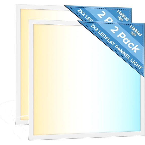 FURNO 2x2 led Flat Panel Light, 20/25/30/35/40W, 5 Color Temps 3K/3.5K/4K/5K/6.5K, Dimmable Recessed Drop Ceiling Lights, 2500-5000 Lumens, Lay in Fixture for Office, 120-277V, ETL DLC(2 Pack)