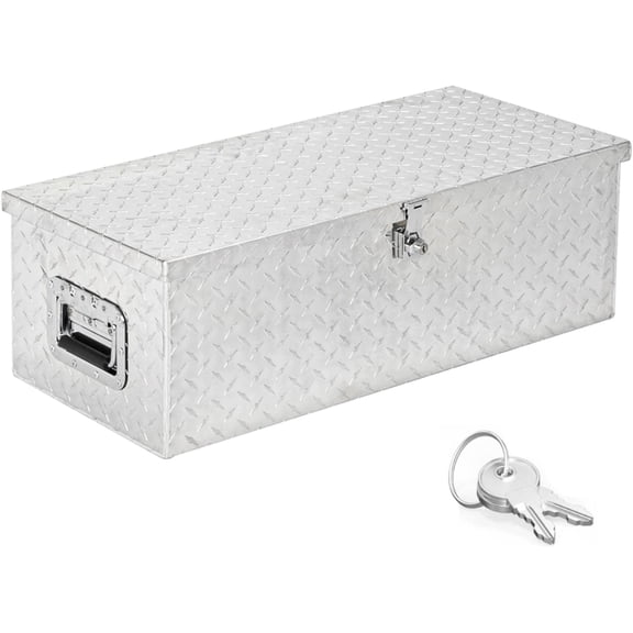 FURNO 30" Aluminum Truck Bed Tool Box, Heavy Duty Diamond Plate Trailer Tool Box with Side Handle & Lock Keys, Tool Storage Organizer Chest for Pick up,Truck Bed,ATV,RV Trailer