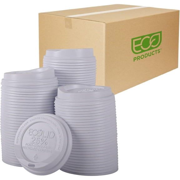 FURNO Ecolid Recycled Small Coffee Cup Lids, Case of 1000, White, Fits 8oz Hot Cups, Made from 25% Post-Consumer Recycled Plastic Polystyrene, Made in the U.S.A.