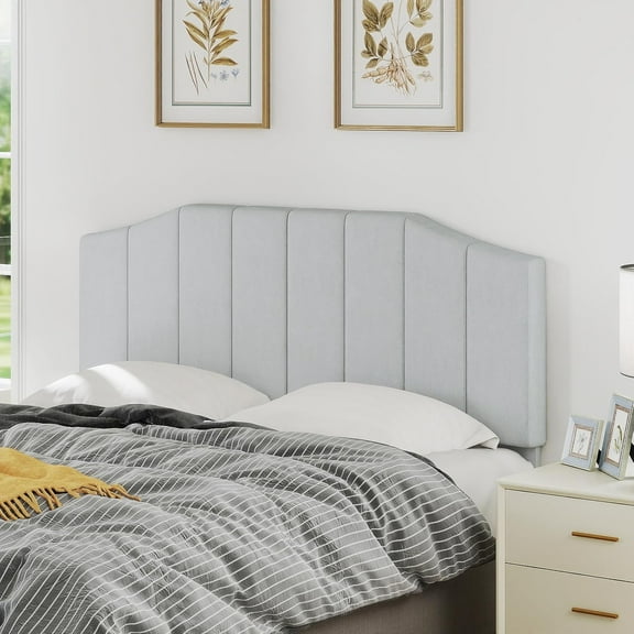 FURNO Frosted Velvet Queen Size Headboard, Upholstered Headboard Queen/Full Size Wall Mount and Bed Frame Mount, Featuring High-Density Sponge Padding Easy Assembly Comfort Style-Light Gray